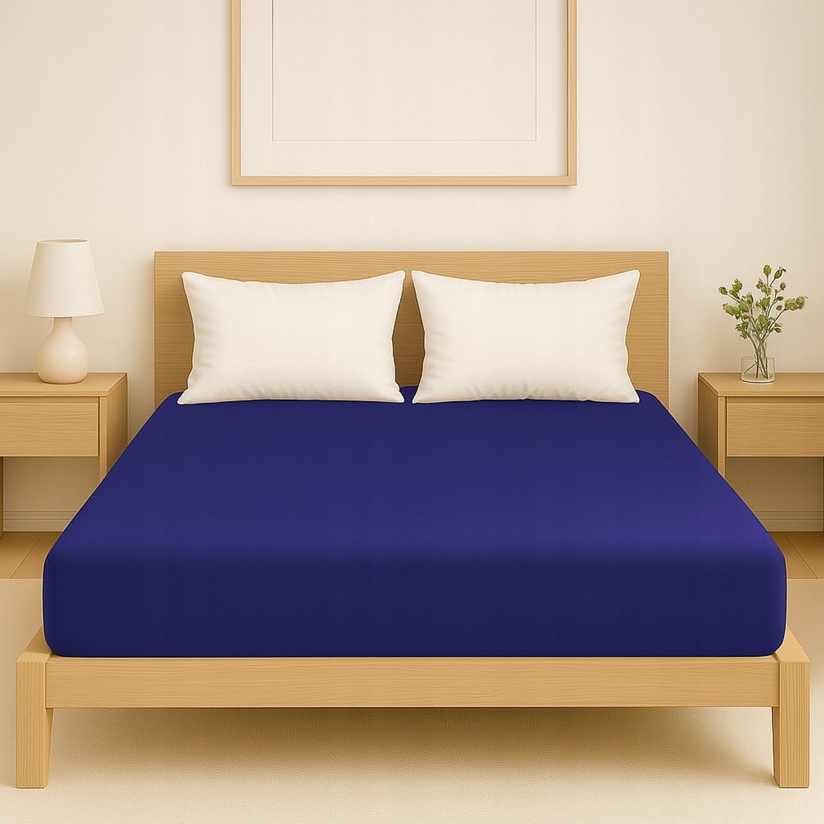 Jersey hoeslaken 90x200cm donkerblauw - ademend en hypoallergeen