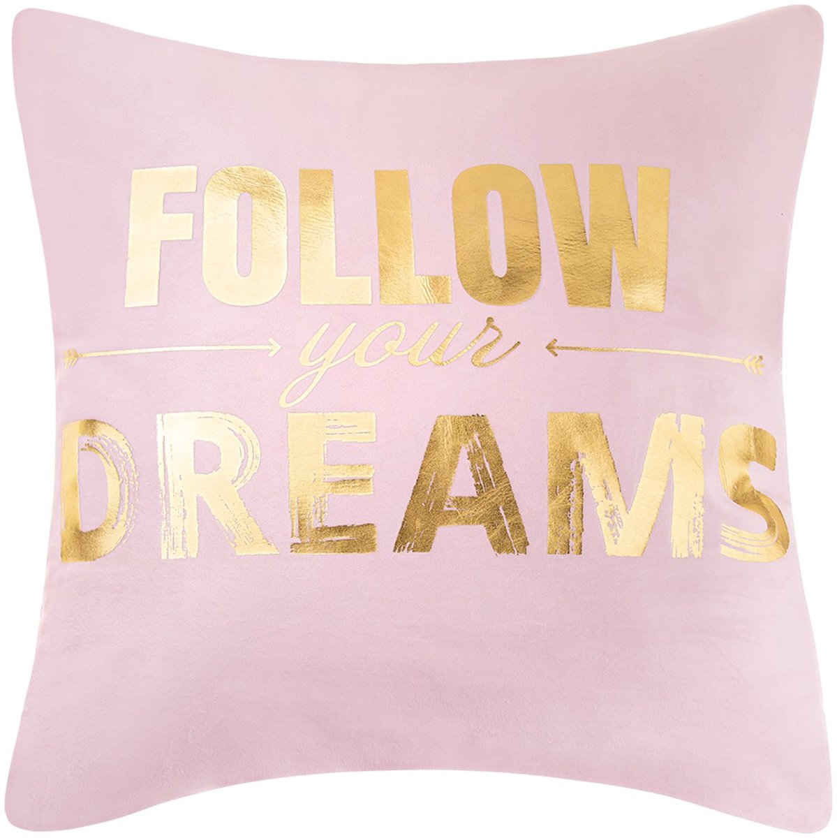 Decoratieve Kussensloop DREAMS 45x45 cm - Zacht Velvet Roze/Goud