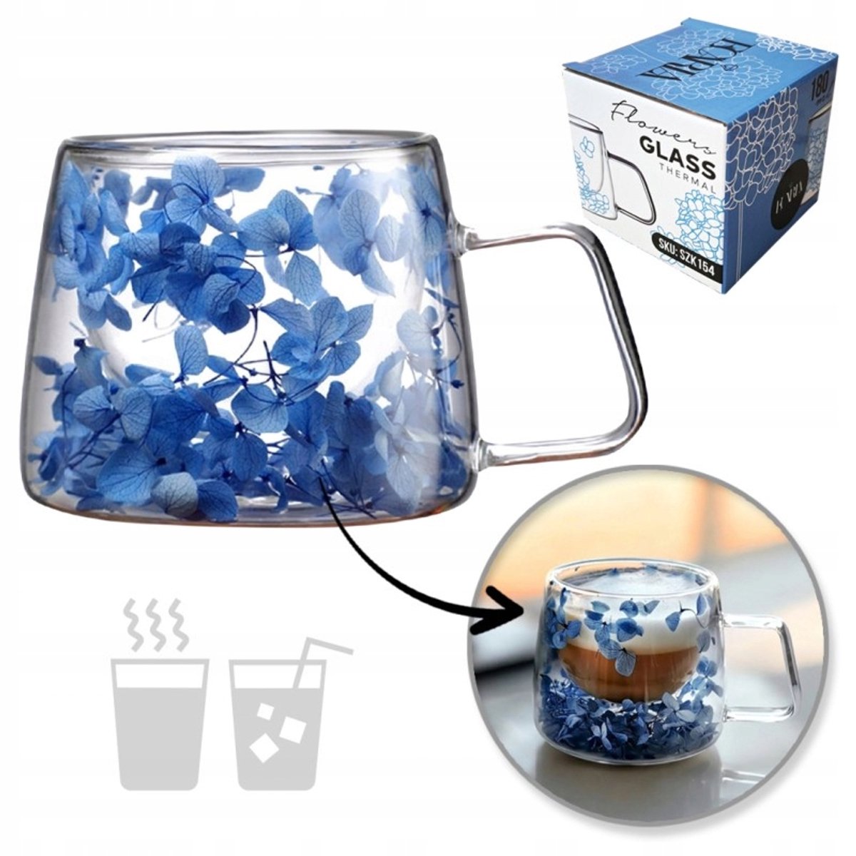 ECARLA Thermische Glas 180ml met Bloemendecor - 1 Stuk