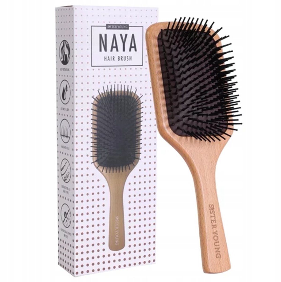 Sister Young Naya Houten Paddle Brush - Zacht Borstelen
