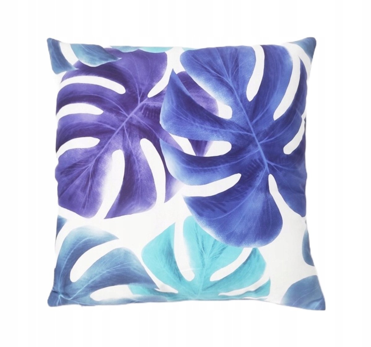 Decoratief dubbelzijdig Sierkussenhoes 45x45cm Blauw Monstera Velours