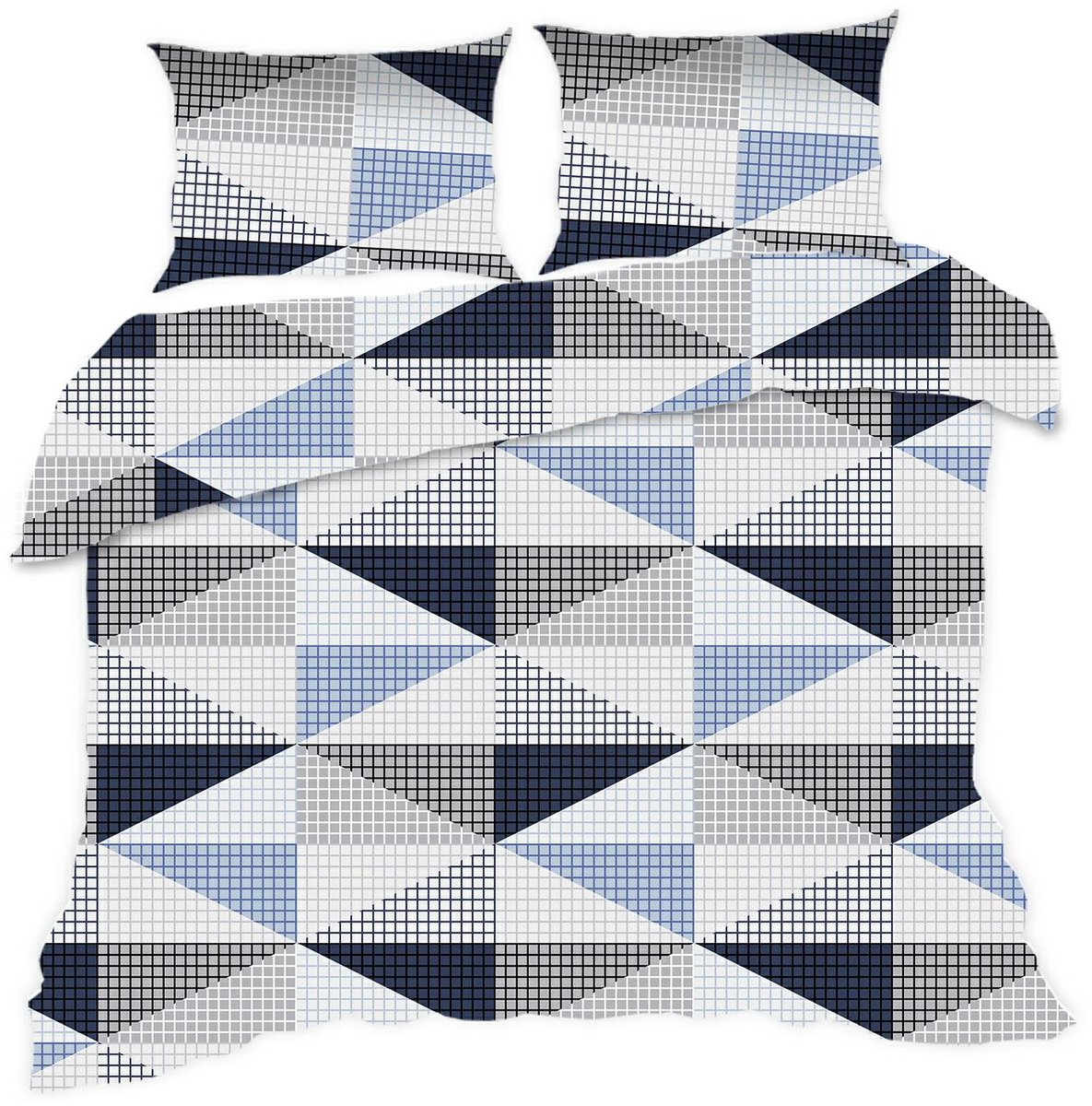 Dekbedovertrek 160x200 Katoen Geometrisch Blauw