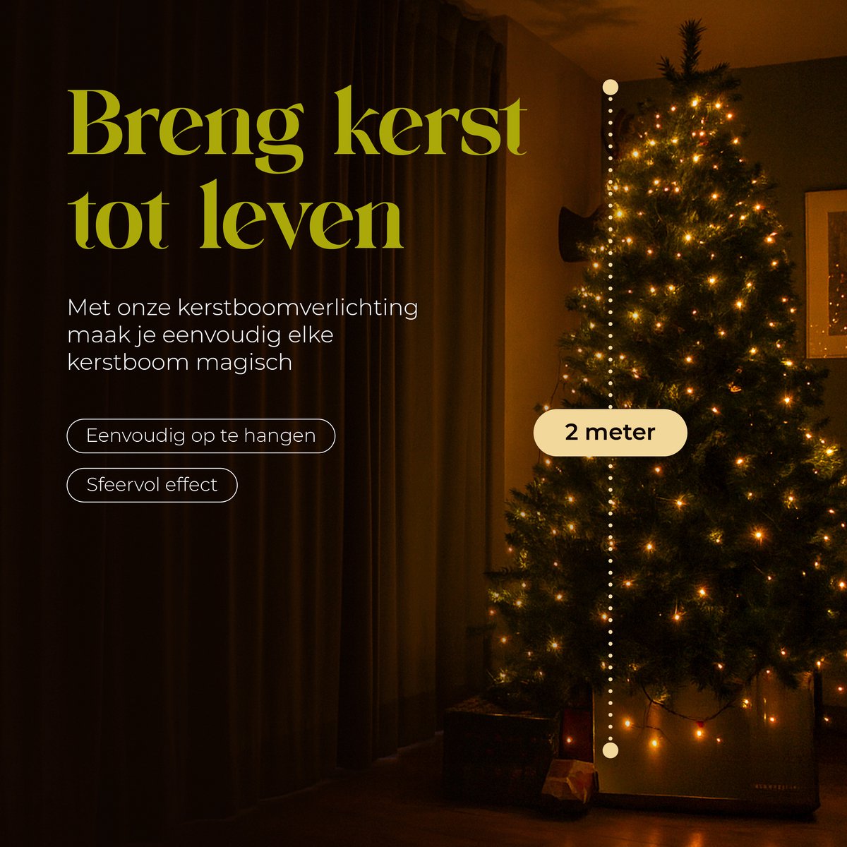 Giftmas Kerstboomverlichting met Ring - 280 LED Warm Wit - 2 m - Afstandsbediening en Timer - Kerstverlichting Binnen en Buiten - Kerstboom Lampjes – foto 7