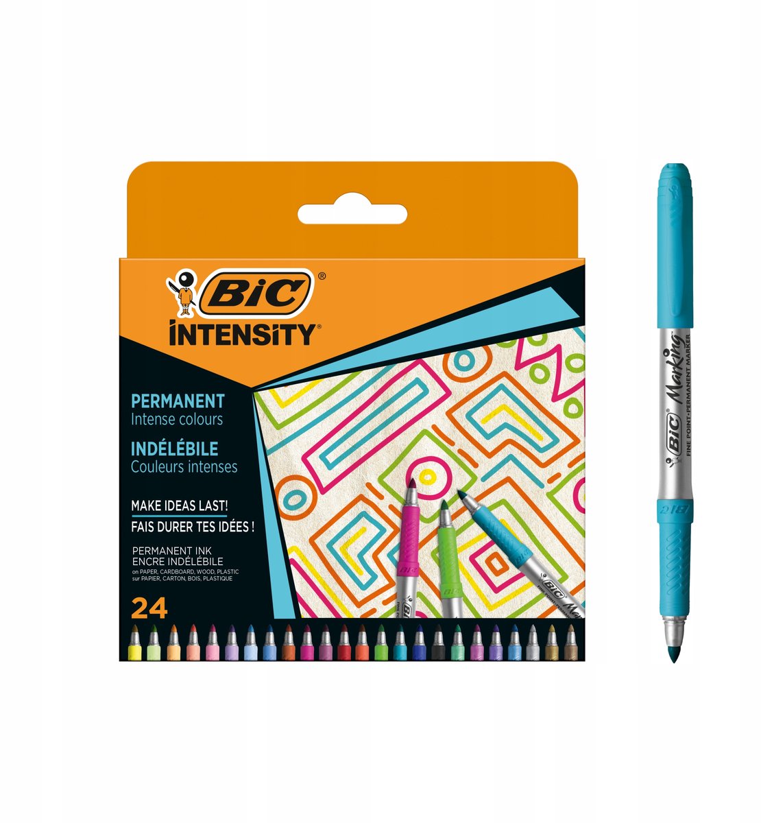 BIC Intensity Markers Permanent 24 Kleuren: Intense, Pastel & Metallic