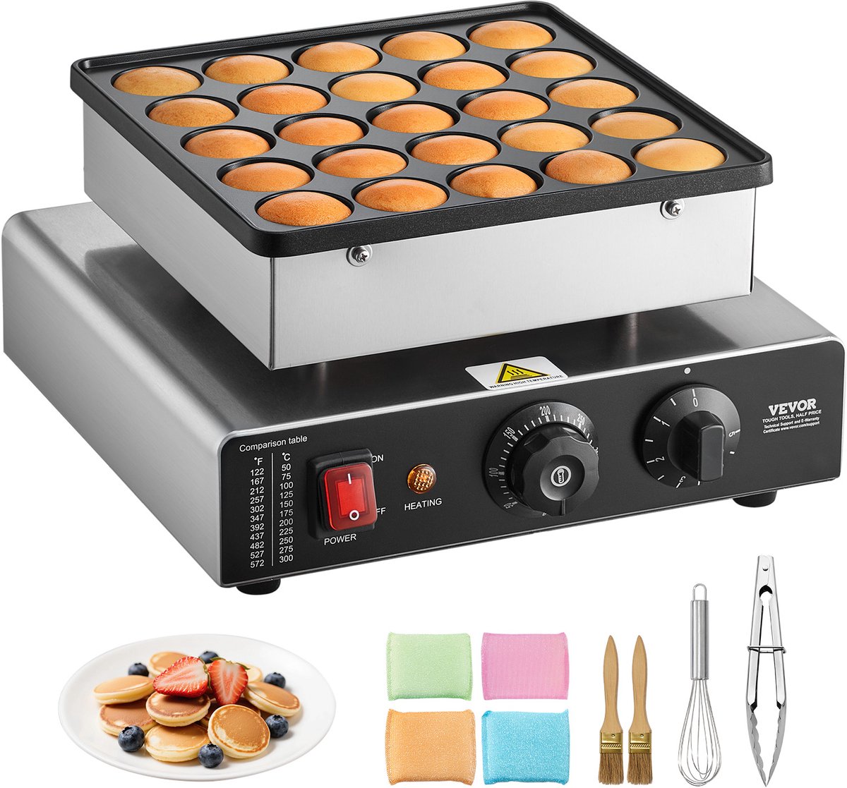 VEVOR 25-Delige Mini-Pannenkoekenmaker voor Commercieel Gebruik