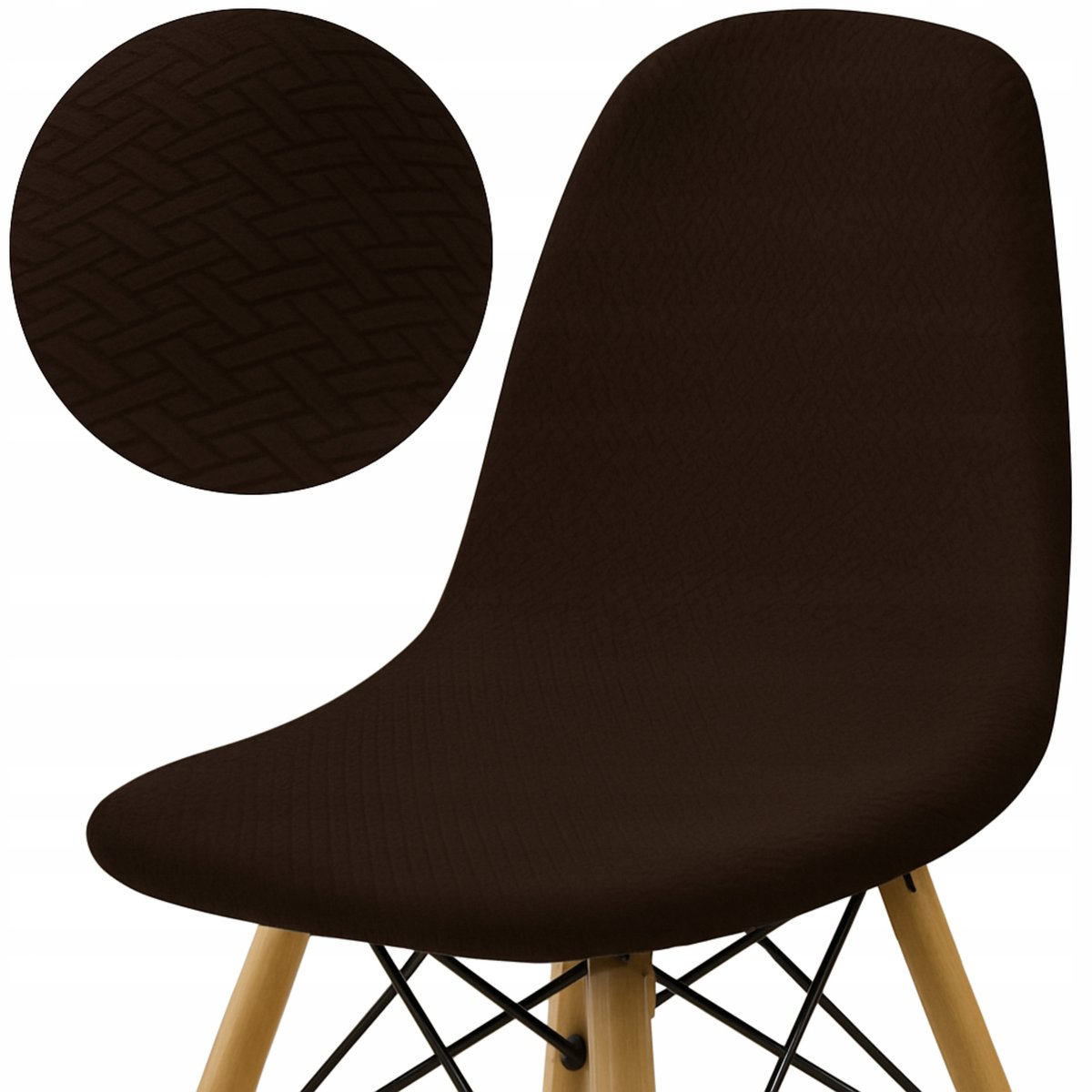Elastische Stoelhoes Scandinavisch Visgraat Jacquard Bruin OEKO-TEX
