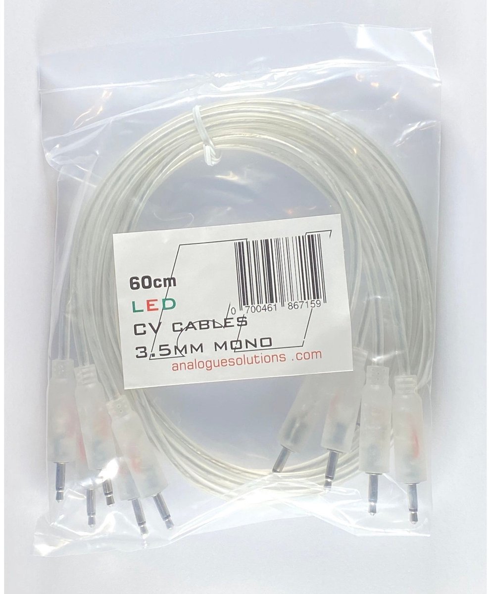 Analogue Solutions LED CV Cable 60 cm patchkabels met lichtgevende pluggen (5 stuks)