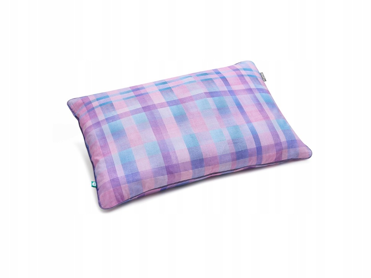 Katoenen Kussensloop 50x70cm - Roze Blauwe Ruit - Met Rits
