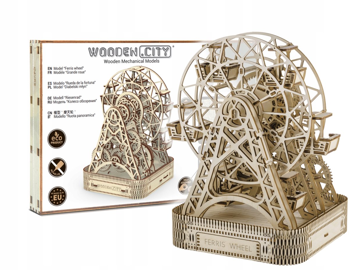 Houten Reuzenrad 3D-puzzel - Mechanisch model met figuren