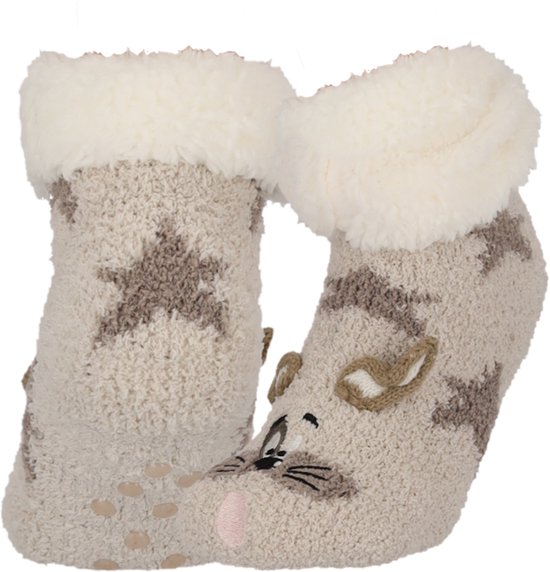 Apollo - Garçons - Polaire - Antidérapant - Chaussettes d'intérieur - Chien - Taille 31/35