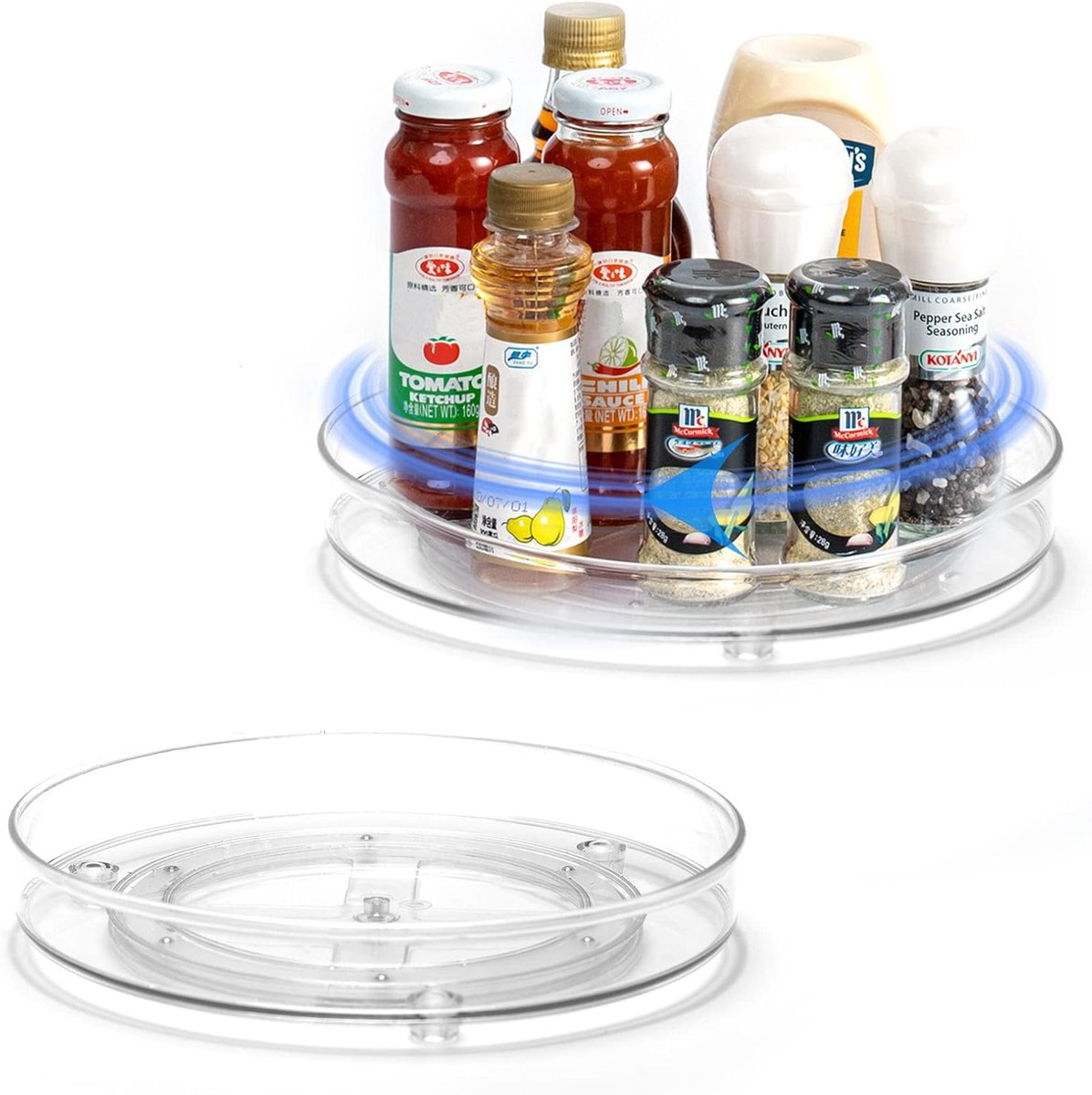 Famanu - Koelkast organizer set 2 stuks transparant draaibaar 27 en 23 cm