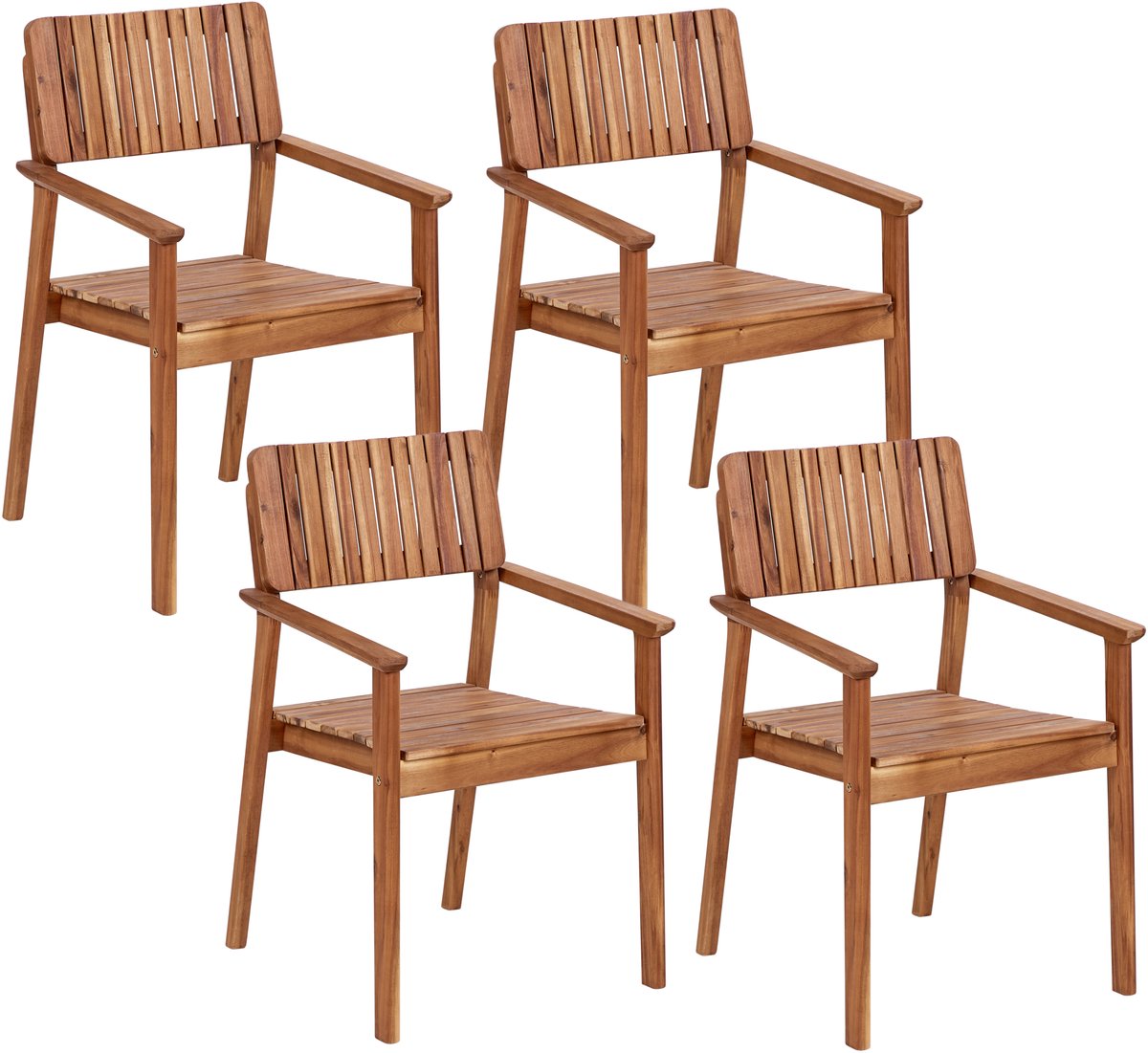 AGELLO- Tuinstoel set van 4 - Lichthout - Acaciahout