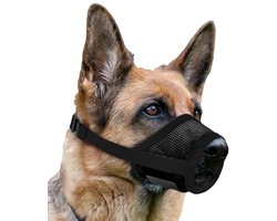 Vitdipy - Anti-Lokaas Snuitje - Maat M - 14 tot 20 cm Nekriem - Anti-bijt, blaffen, kauwen - Ademend - Verstelbaar - Lusvormig - Muilkorf - Zwart