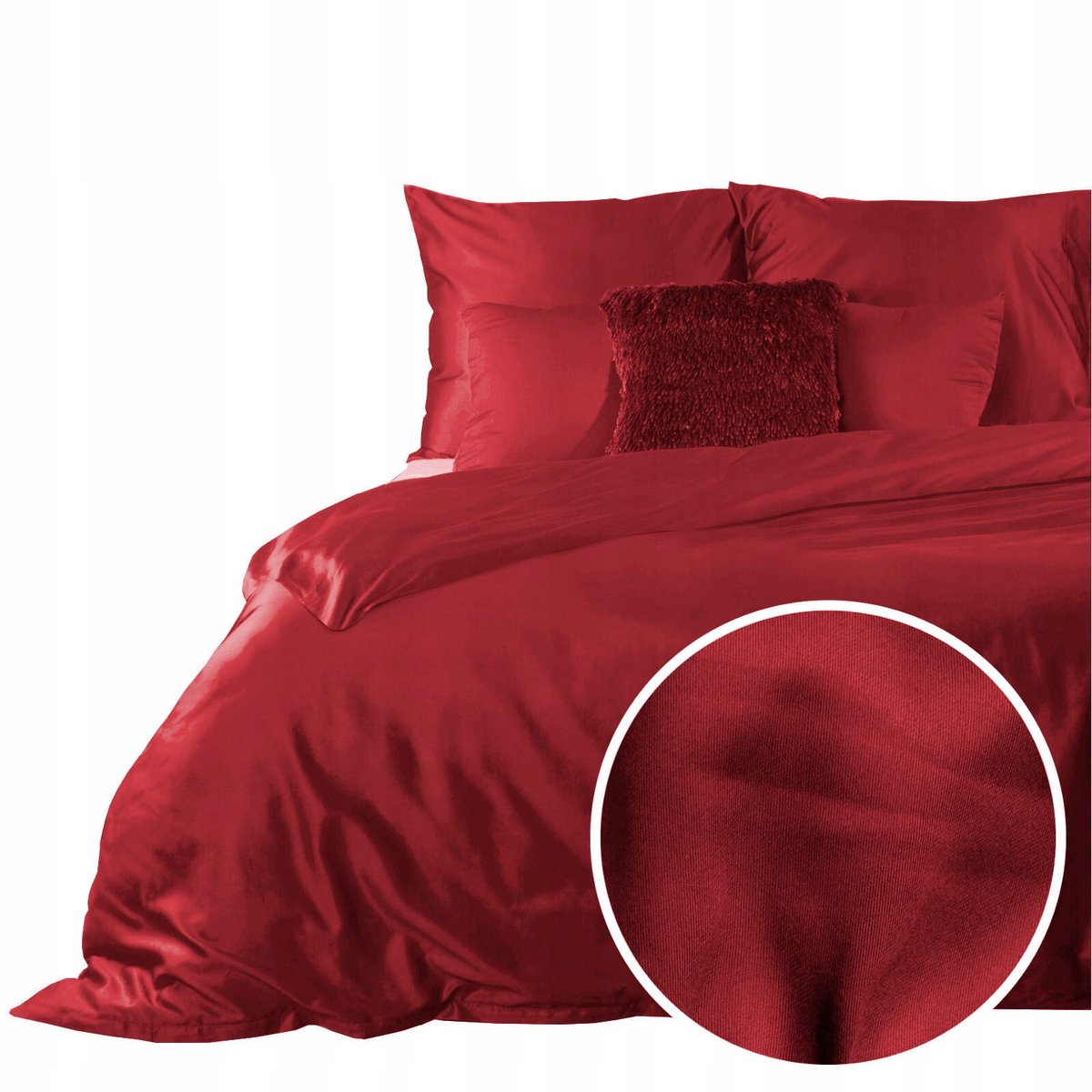 Satijnen beddengoedset 220x200 NOVA rood