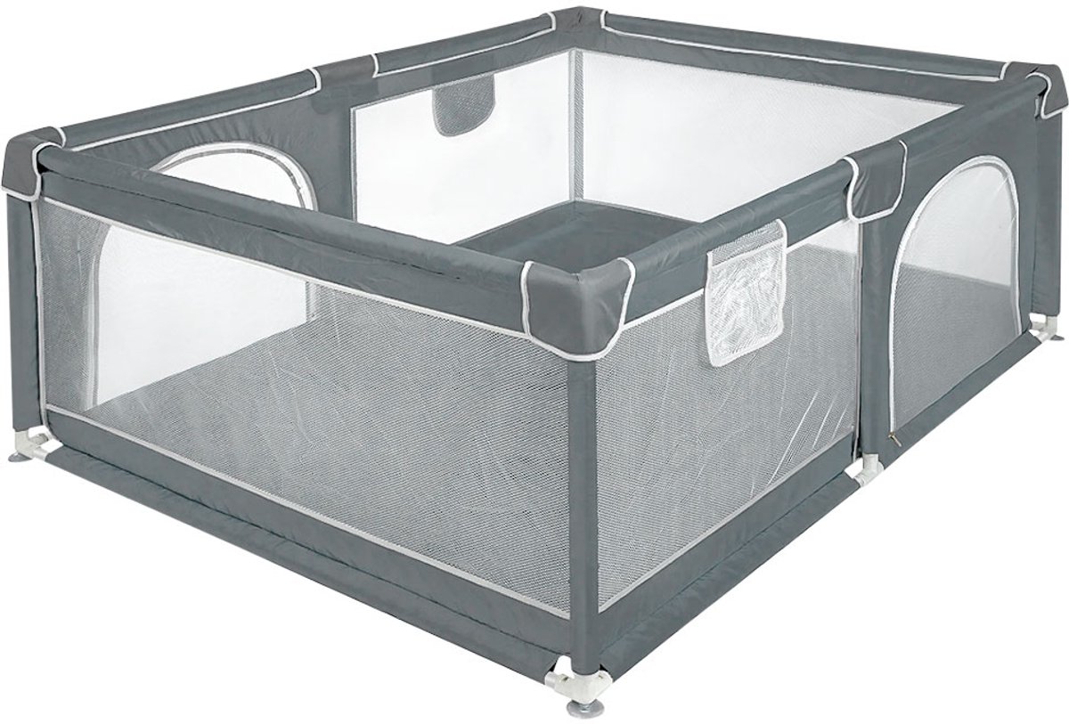 PIPIPOXER-Grondbox - 120x160x66cm–Baby Speelbox - Kinderbox - Babybox - Donkergrijs