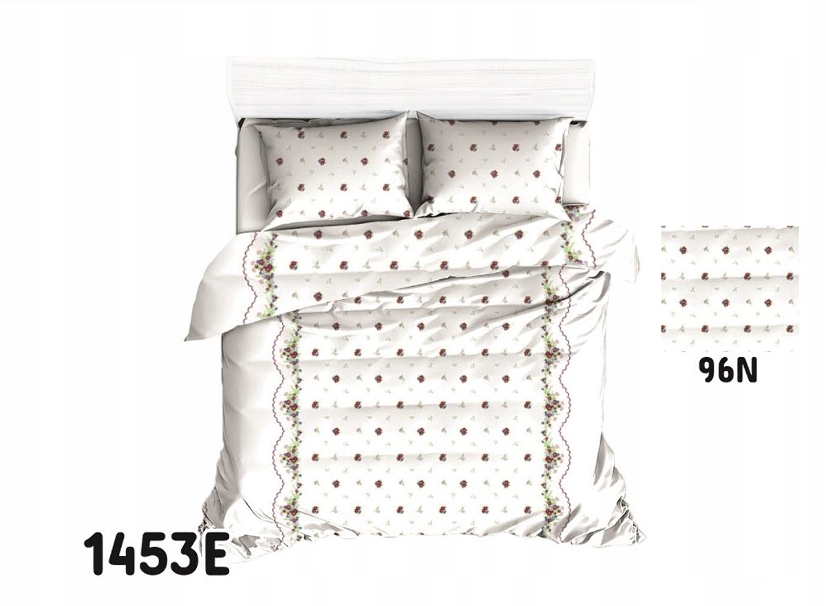 Katoenen Beddengoed Set 140x200 cm - Wit met Rode Borduursel
