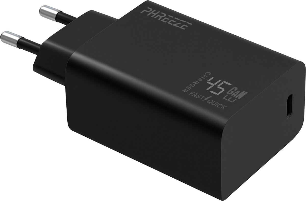 45w usb C oplader - Snellader - Oplader - Usb C adapter - Origineel Phreeze - Zwart
