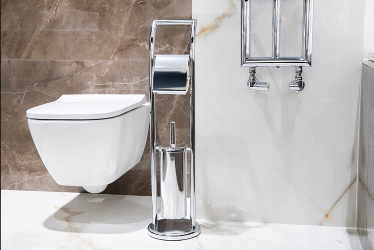 Chroom Toiletrolhouder met WC-borstel - AWD Interieur