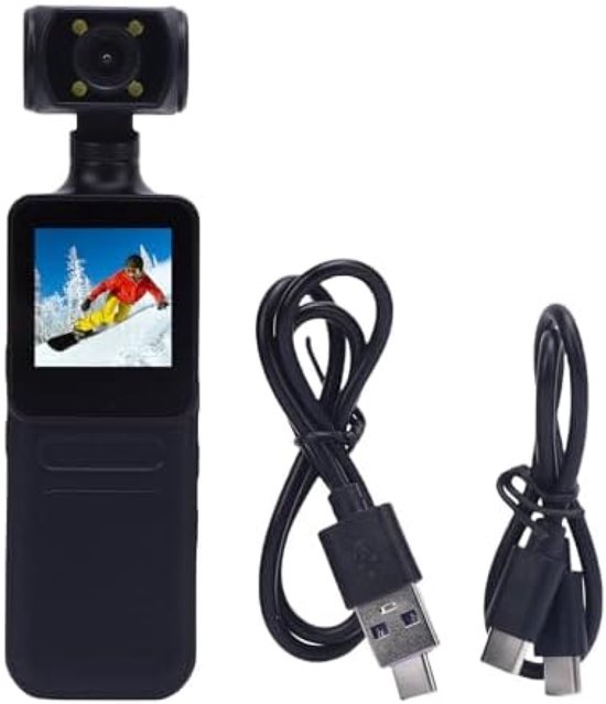Draagbare 4K Actiecamera met WiFi en Draaibare Lens - Actie camera - Handig formaat - Makkelijk oplaadbaar - Makkelijk mee te nemen.