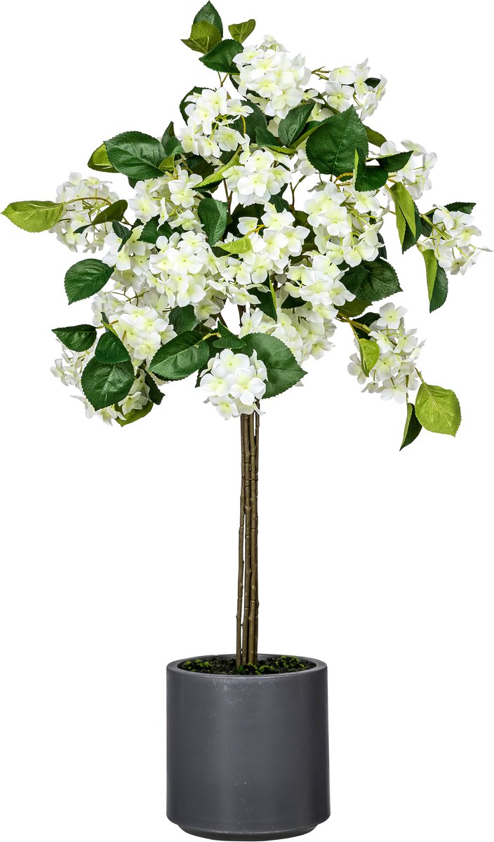 Kopu Kunstplant Hortensiastam 94cm - Met pot - grijs/wit Groen