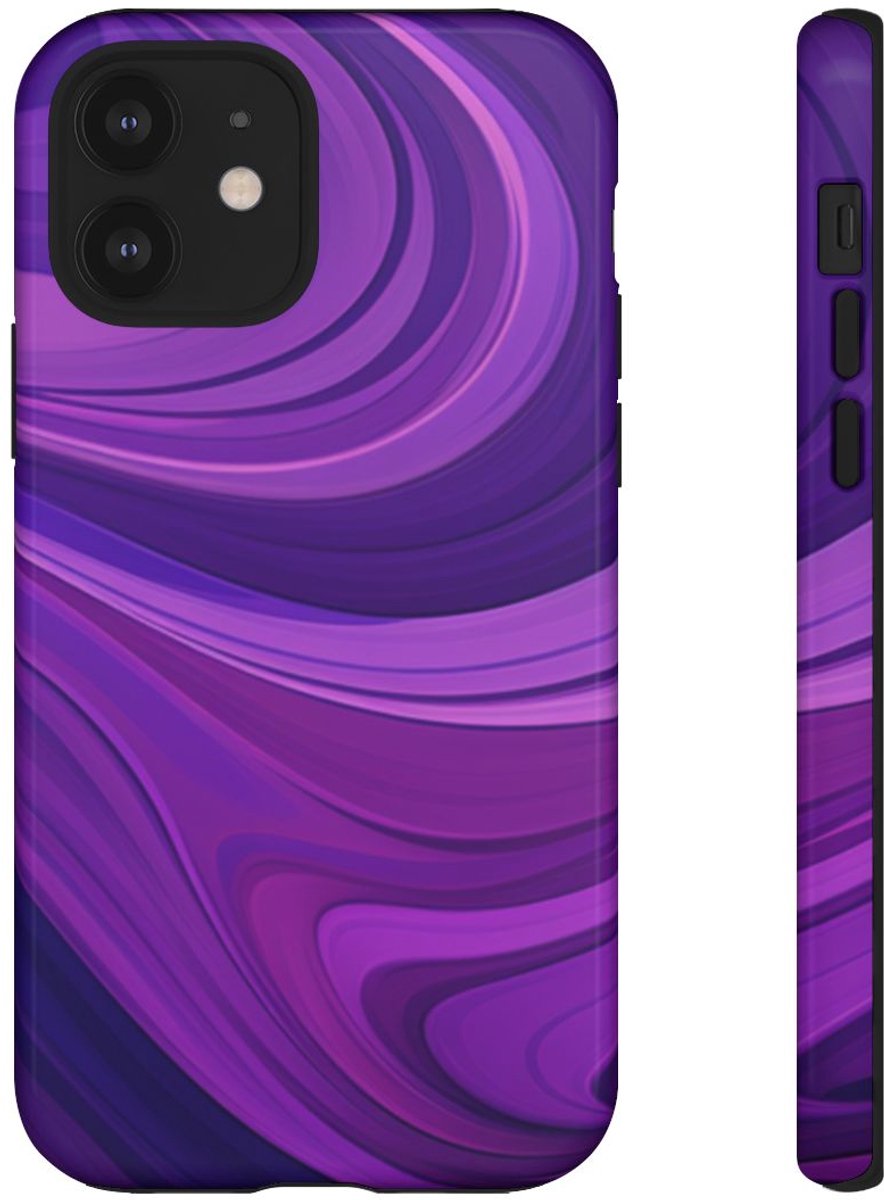 Paars Golvend Abstract Patroon – Telefoonhoesje Geschikt voor iPhone 12