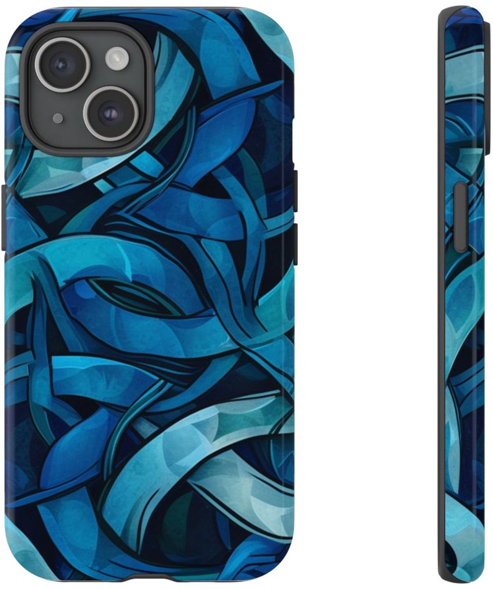 Blauw Keltisch Knoopmotief – Telefoonhoesje Geschikt voor iPhone 15