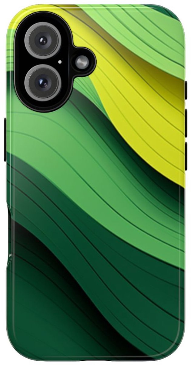 Groen-Geel Golvenpatroon – Telefoonhoesje Geschikt voor iPhone 16