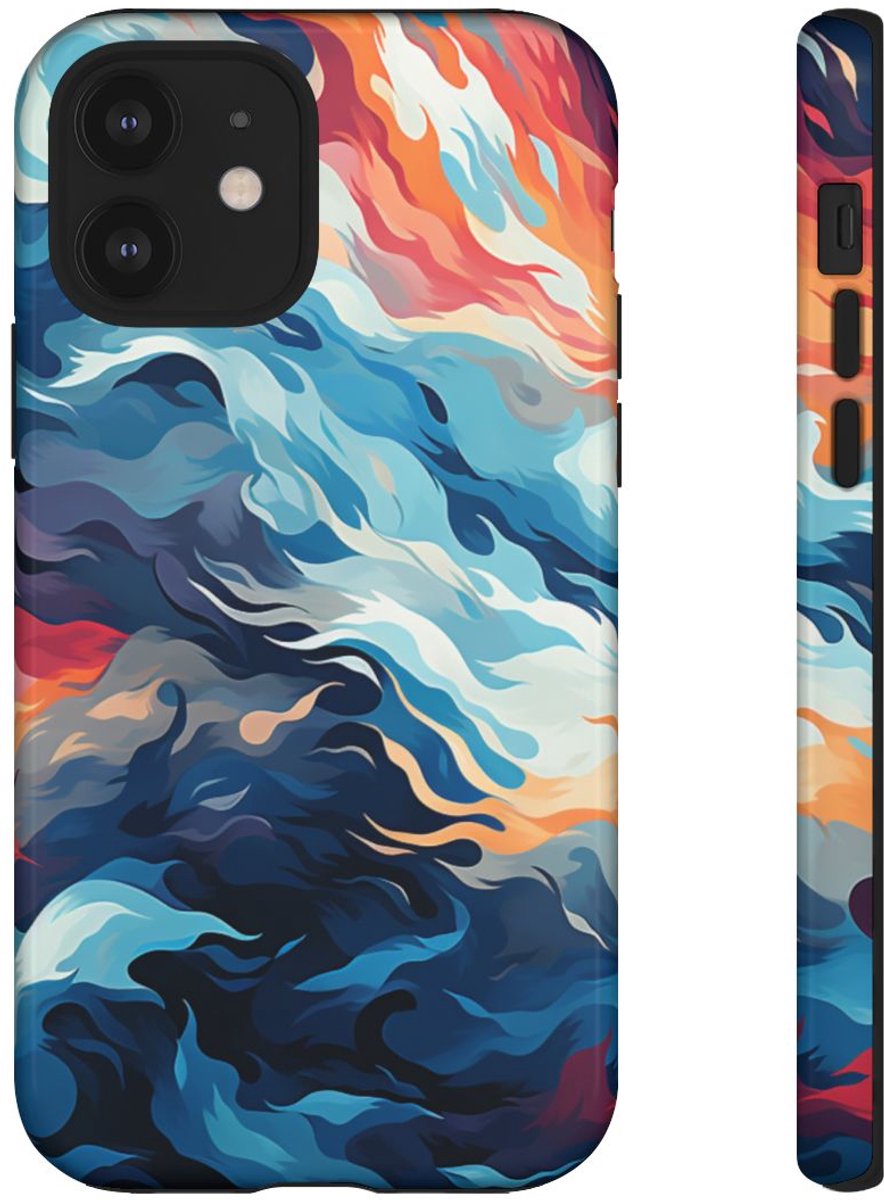 Abstracte Oceaangolven met Vurige Kleuren – Telefoonhoesje Geschikt voor iPhone 12