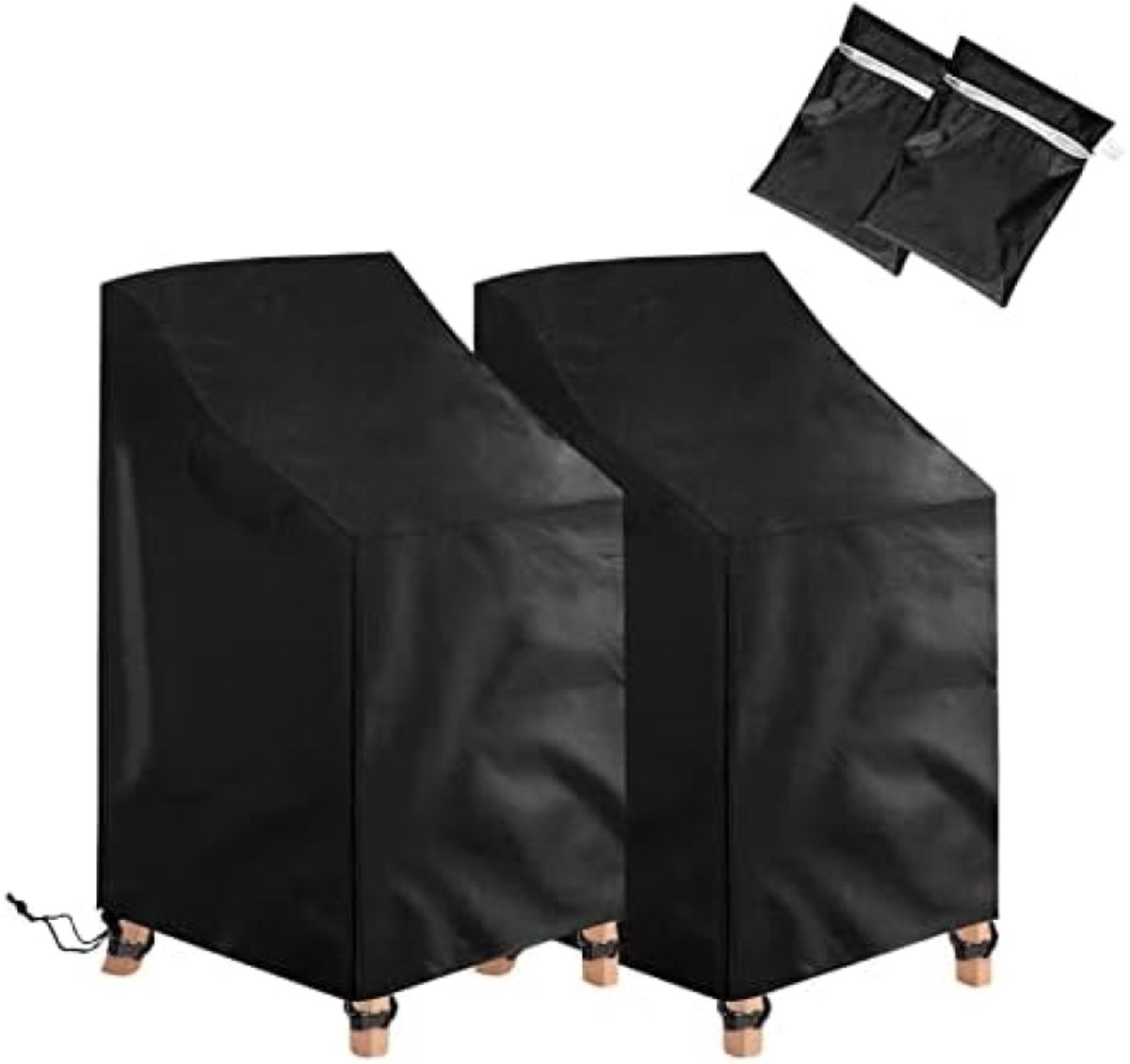 PolkaHome Tuinstoelhoes Winterbestendig Waterdicht UV-Bescherming Windbestendig Oxford Materiaal 2-Pack 72x92x70/120 cm Zwart