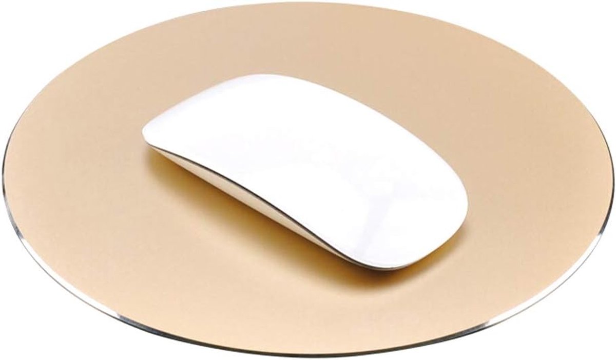Premium aluminium metalen muismat 8,66 inch (rond, champagnegoud)