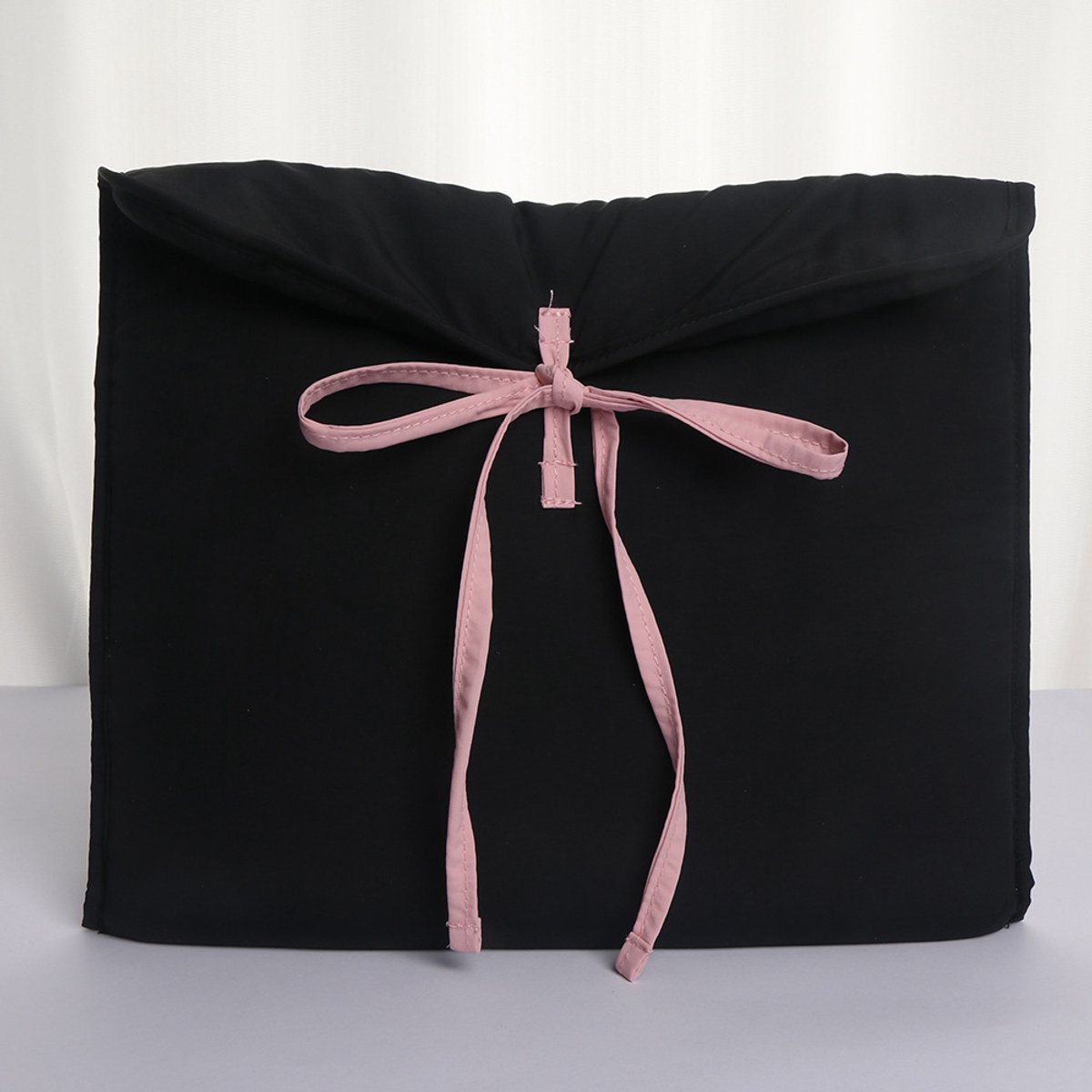Schattige laptoptas met strik, pluizig, laptoptas, laptoptas (13 inch, zwart)