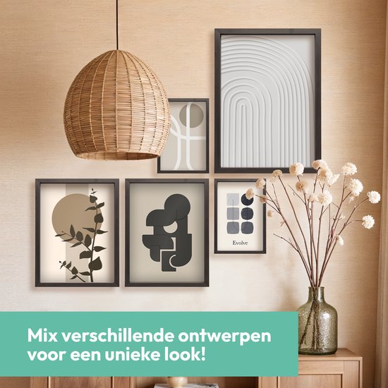 Poster 20x30 cm - Eucalyptus - Plant - Bruin - Beige - Minimalistisch - Japandi Muurdecoratie - Wanddecoratie