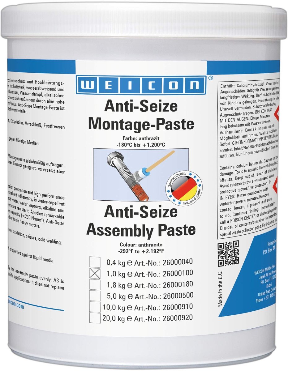 Weicon Anti-Seize Montagepasta – 1 kg – Hittebestendig tot 1400°C