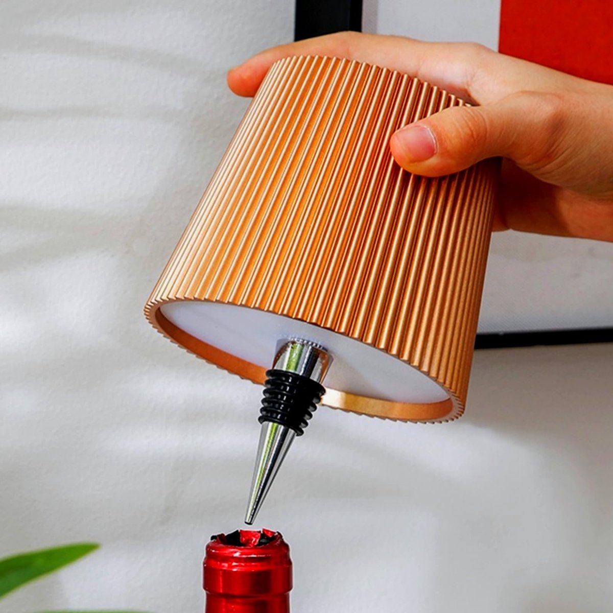 LED-wijnfleslamp, 3 Kleuren Dimbaar, Draadloze Tafellamp Met