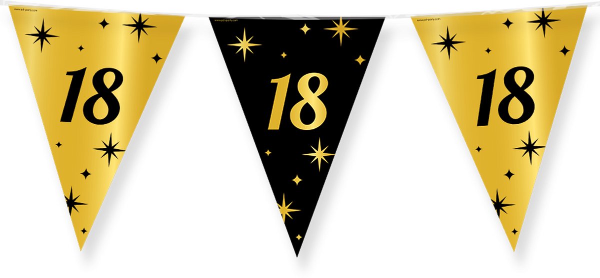BTH - Slingers - 18 Jaar - Goud en Zwart - Slingers Verjaardag - Vlaggenlijn - 18 Jaar Verjaardag Versiering - Verjaardag — afbeelding 5