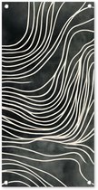 Tuinposter 40x80 cm - Tuindecoratie Lijnen - Patroon - Abstract - Wit - Poster voor in de tuin - Buiten decoratie - Schutting tuinschilderij - Tuindoek muurdecoratie - Wanddecoratie balkondoek