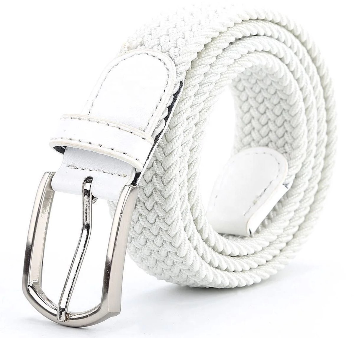 Witte elastische riem - Witte riem - Gevlochten riem - Wit - Elastiek riem - Unisex - 110CM - 1 stuk - CHPN