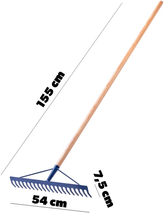 KADAX hark, steenhark, tuinhark van staal, platte hark met versterkte kop, tuingereedschap voor het verzamelen van stenen (met houten steel) van KADAX — afbeelding 3