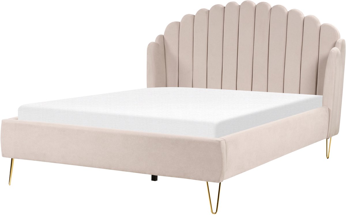 Beliani AMBILLOU - Bed - Lichtbeige - 160 x 200 cm - Polyester