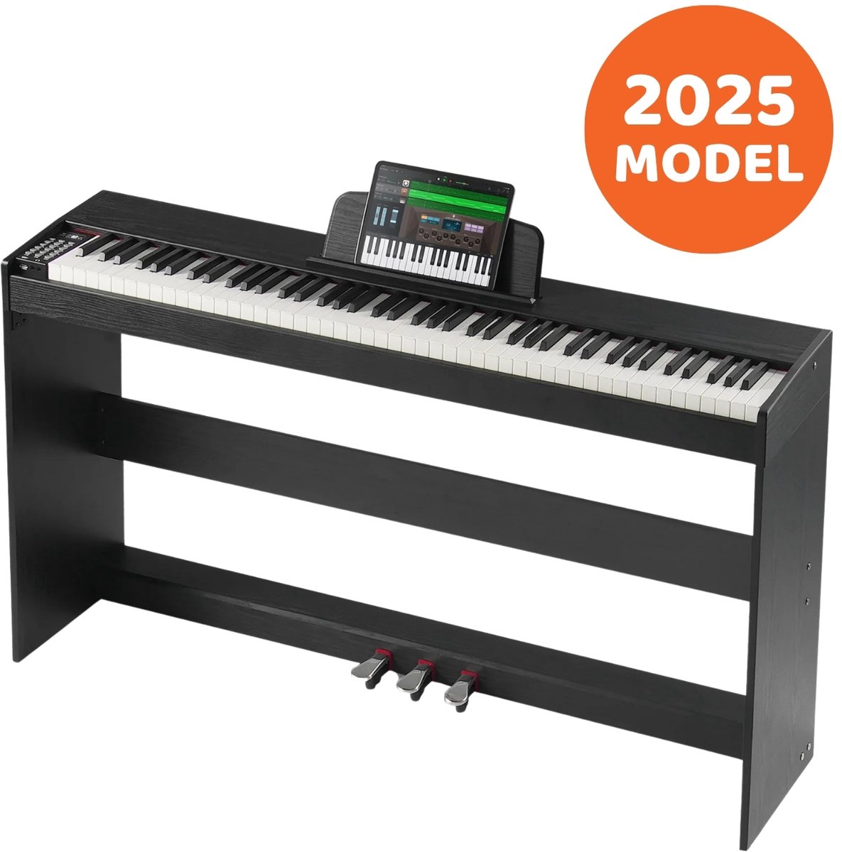 Fubzz Digitale Piano - Elektrische Piano 88 Toetsen - Volledig Gewogen - Met Standaard En 3 Pedalen - 200 Tones - Bluetooth & MIDI - Inclusief Bank