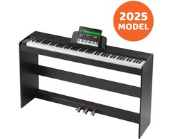 Fubzz Digitale Piano - Elektrische Piano 88 Toetsen - Volledig Gewogen - Met Standaard En 3 Pedalen - 200 Tones - Bluetooth & MIDI - Inclusief Bank