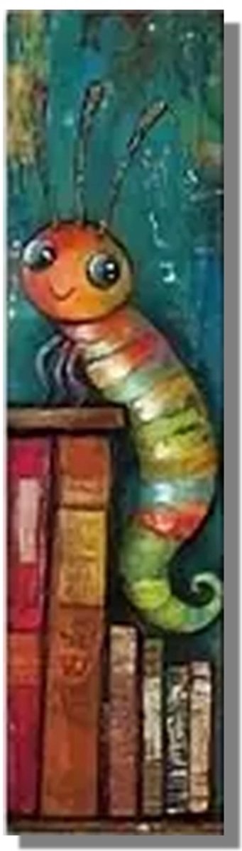 Boekenlegger Boekenwurm – Bladwijzer - Dubbelzijdig – 15 × 4 cm – Stevig karton