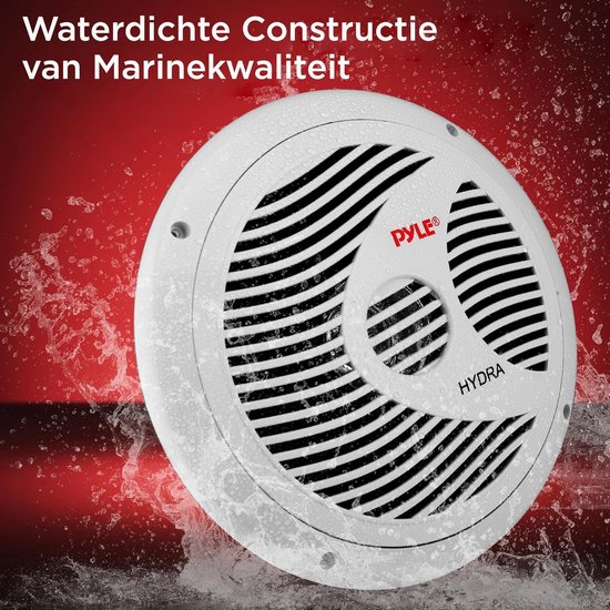 Pyle Marine Luidsprekers – 2-weg Waterdicht, Weerbestendig – 150W Piek, 6,5 Inch – Set Van 2 Witte Luidsprekers – Voor Boot, Buiten, Zwembad En Meer