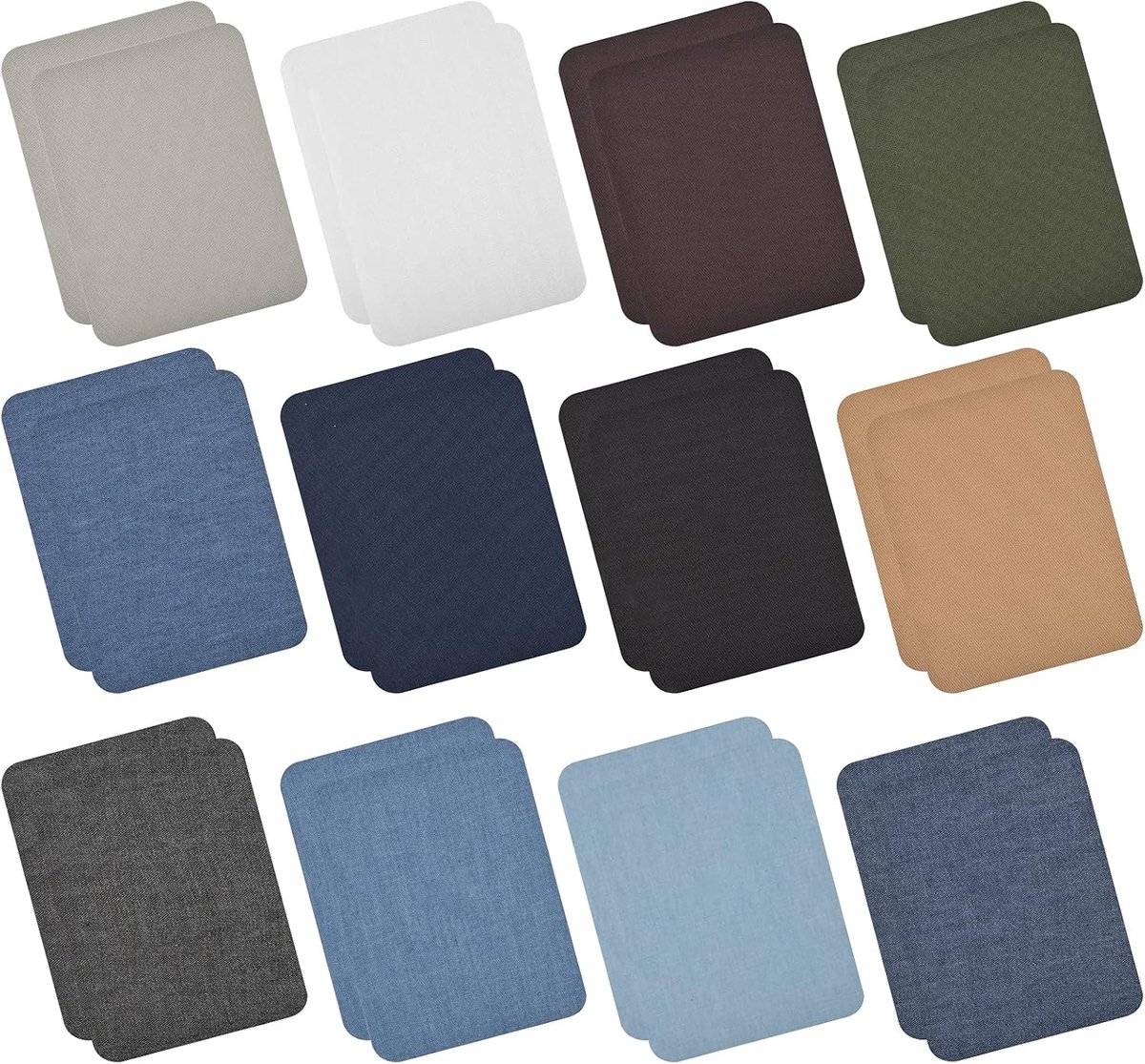 Ynkkvre - Set van 24 Strijkapplicaties - Stickers voor Kleding - 12 Kleuren - Voor Jeans, Reparatie en Versiering - Voor Kinderen en Volwassenen