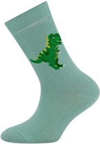 Sokken Ewers Kindermaat - Lichtblauw/groen met T-Rex Dinosaurus Groen-31/34