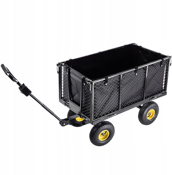 KADAX Net tuinwagen, 97 x 47 x 40 cm, tuinwagen van gepoedercoat metaal, transportwagen met draagkracht tot 500 kg, opvouwbare handkar, strand, dieren (zwart) van Merkloos — afbeelding 2