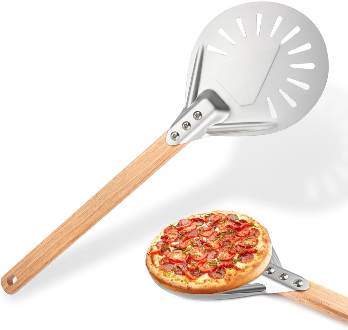 EXCITAT Pizzaschep - 7 inch - Rond - Aluminium - Verwijderbaar - Geschikt voor bakken, pizza, brood, cake, koekjes