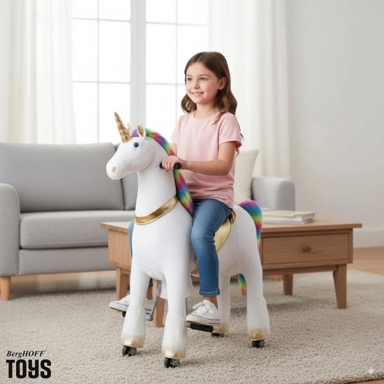 Kijana Unicorn Rijdend Paard - Eenhoorn Hobbelfiguur met Wielen - 4-9 Jaar - 66cm Zit Hoogte - Groot - Meerdere kleuren van Kijana — afbeelding 5