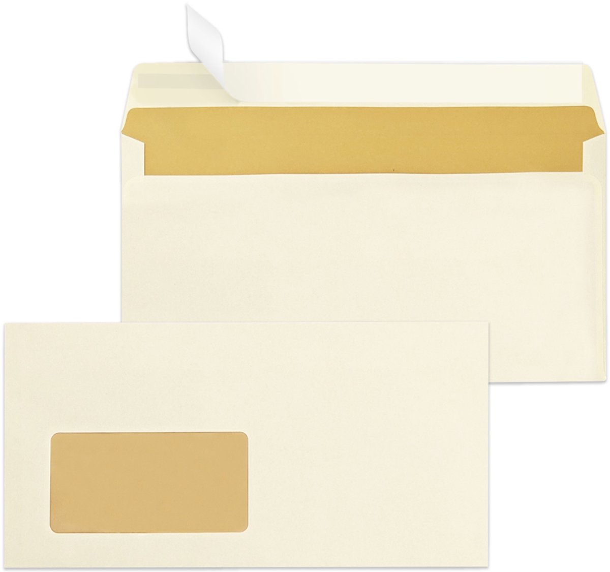 MAILmedia envelop vanille, 110x220 mm, zelfkl., 80 g/m2, venster li. 45x90 mm, 1.000 st