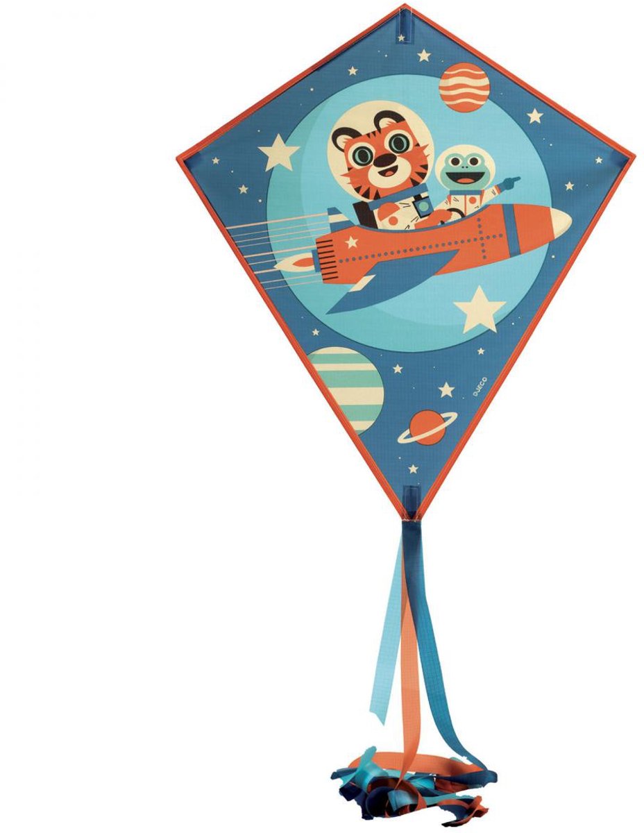Djeco vlieger Rocket - kleurrijke kindervlieger met opbergtas.
